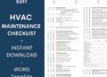 HVAC Preventative Maintenance Checklist Template - Editable Microsoft ...